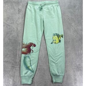Disney Little Mermaid Flounder Jogger Sweatpants Girls Size Medium Green